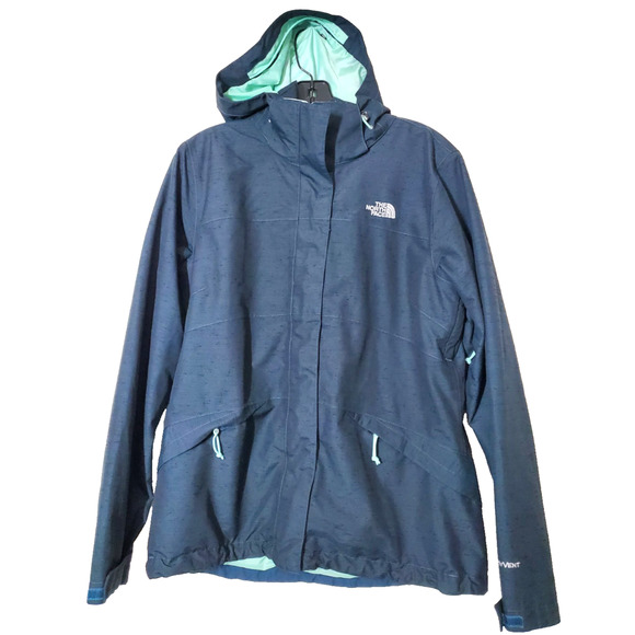 The North Face Jacket Fleece Lined HyVent Women’s Medium Hood Waterproof Blue - Picture 1 of 13